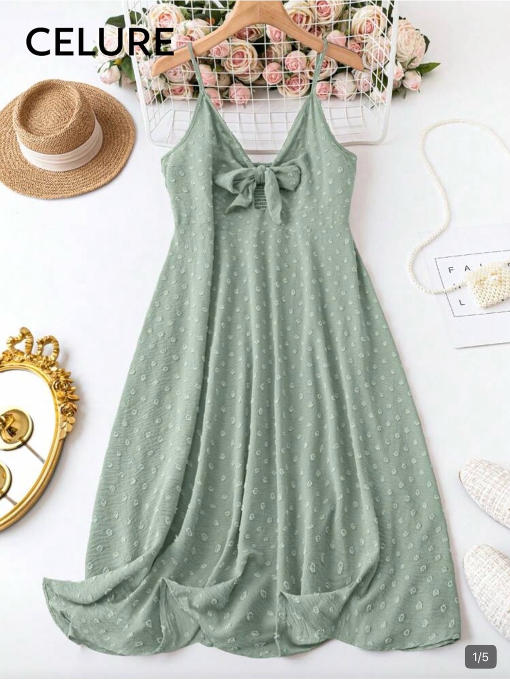 NWOT SHEIN Curve Dummer Front Tie Casual Cami Dress Size 0XL